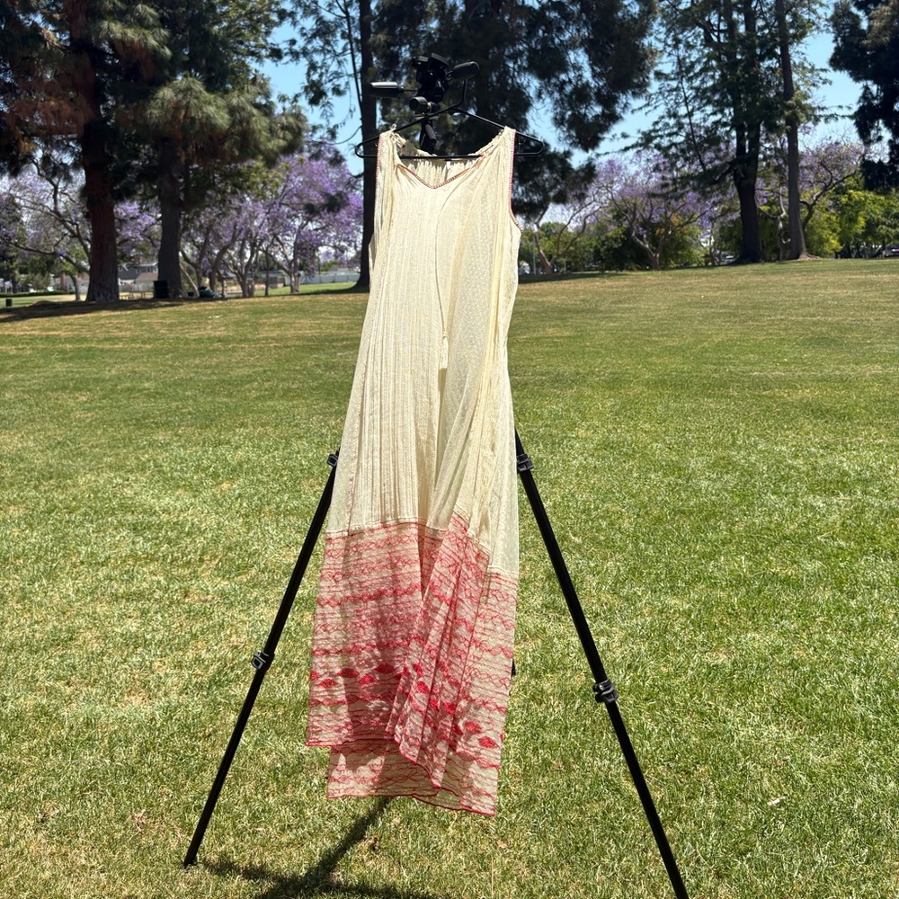 Free People Cream and Red Maxi Dress